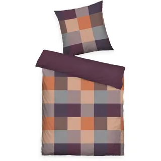 Tom Tailor BOLD MOSAIC kariert Flanell Lila 155 x 220 cm + 80 x 80 cm