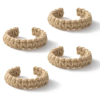 CHUQING Vorhang Raffhalter 4er Set Boho Gardinen Raffhalter für Vorhänge aus Seil Gardinenzubehör für Vintage Vorhänge Natur