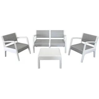 Shaf - Miami / Lounge Gartenmöbel Set 4 Personen / Balkonmöbel Set für Terrasse oder Garten - Steingrau