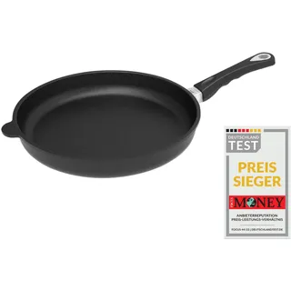 AMT Gastroguss Bratpfanne 32 cm Ø Schwenkpfanne 4 cm hoch, fester Stiel, induktionsgeeignet, Lotan® Antihaft-Veredelung, Gusspfanne (Aluguss), AMZN-I-432