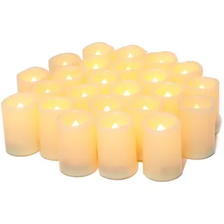 24 Stück 5cm LED Teelichter Kerzen mit Batterie, Elektrische LED Flammenlos Votivkerzen mit Flackernd Flamme - Ideal für Outdoor Party, Garten, Halloween, Weihnachten & Hochzeits Deko