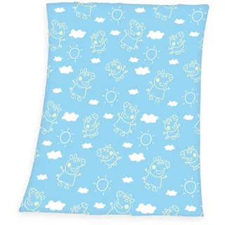 Herding Fleecedecke Peppa Pig, 130 x 170 cm, Leuchtet im Dunkeln, Glow in the dark, 100% Polyester, Fleece