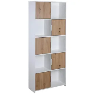 Interlink Inter Link - Kommode mit 5 Türen - Sideboard - Standregal - Für Schlafzimmer, Wohnzimmer, Badezimmer - Eiche Artisan - Weiß - Holzwerkstoff - Robust - Pflegeleicht - Pepeto 5TW
