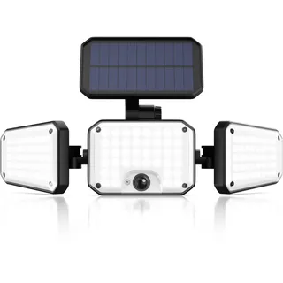 Brandson - LED Strahler Außenleuchte - Sicherheitsleuchte für Außen mit Bewegungsmelder – Solarlampe 120 LEDs - Wandleuchte mit Solar Aussen – PIR Bewegungssensor – 2400 mAh Akku - Außenbeleuchtung