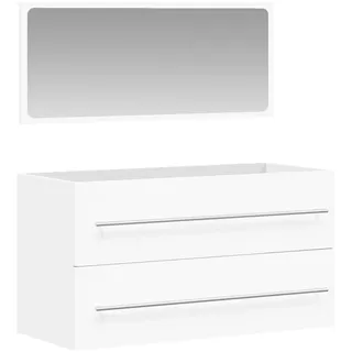 vidaXL Badschrank mit Spiegel 2-tlg. Weiß