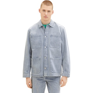 TOM TAILOR Denim Herren Jeansjacke im Overshirt-Look 1035514, 10117 - Used Bleached Blue Denim, L