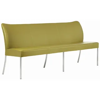 Bert Plantagie Sitzbank , Grün, Edelstahlfarben , Metall, Leder , Echtleder , 200x89x65 cm , Lederauswahl, Stoffauswahl, mit Rückenlehne , Esszimmer, Bänke, Sitzbänke, Sitzbänke mit Lehne