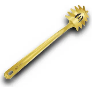 HOOZ Spaghettilöffel aus hochwertigem Edelstahl, spülmaschinenfestes Küchen Zubehör, effizientes Servieren von Pasta und Nudelgerichten (33,5 x 7 cm) (Gold) - Gold
