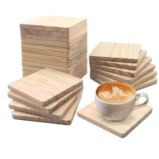 Holzuntersetzer, Naturmaterial, 24 Stück, Holzfarbe