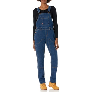 Dickies Damen Denim Double Front Bib Overalls, Dunkles Stone Wash, L EU