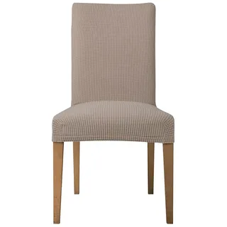 EBETA E Stuhlhussen 6 Stück, Elastische Stuhlbezug, Stretchhusse Stuhlüberzug Jacquard Hussen für Hochzeit Partys Bankett Deko, bi-Elastic Spannbezug (Sandfarbe, 6 Stück)