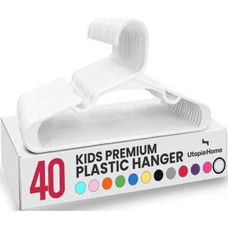 Utopia Home 40er Pack Kinderkleiderbügel 29.2 cm, Kunststoff, Weiß
