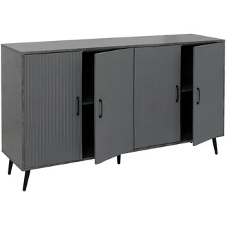 Mendler Sideboard HWC-N89, Kommode Schrank Highboard Anrichte, 3D-Design Melamin Holz, 88x150x40cm ~ Marmor-Optik grau