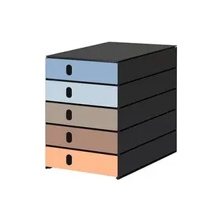 styro Schubladenbox styroval pro Emotions Beach  blau, braun, orange 14-8000.BE, DIN A4 mit 5 Schubladen, 1 St.