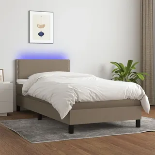The Living Store Boxspringbett mit Matratze & LED Taupe 90x200 cm Stoff - Taupe