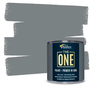 THE ONE All-In-One Farbe & Grundierung - Grau, 2.5 L | Formel für mehrere Oberflächen mit 1 Anstrich | Einfache Innen- und Außendekoration für Wände, Böden und Möbel in Haus und Garten