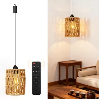 Nastopee 3er Boho Hängelampe mit Batterie, E27 Tragbare Outdoor Hängelampe mit Fernbedienung, IP65 Wasserdicht, Dimmbar, Pendelleuchte Akku Ohne Stromanschluss für Patio Bar Garten Terrasse