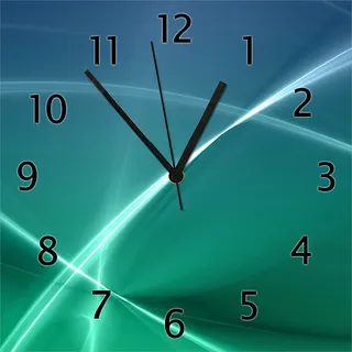 Wallario Design Wanduhr Abstrakte Formen und Linien in blau grün türkis aus Echtglas, Größe 30 x 30 cm - Blau