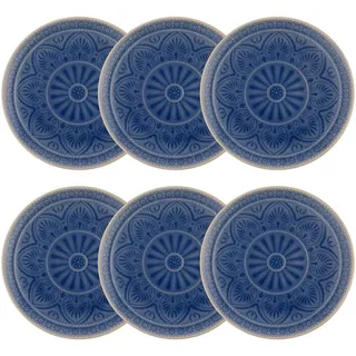 Butlers Teller 6er-Set Sumatra 14 cm , Blau , Keramik , 21x2x21 cm , Geschirr, Teller