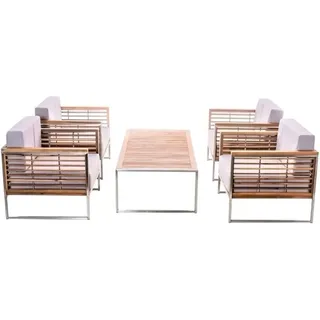 Jet-Line Lounge Set Artemis II Creme 5 Teilig Gartenmöbel mit Kissen Wetterfest