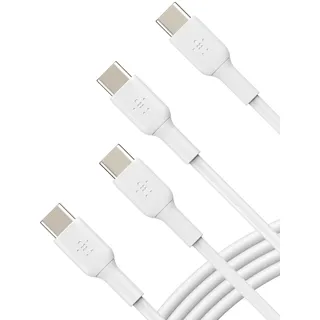Belkin USB-C-auf-USB-C-Ladekabel, USB C Kabel, Schnellladekabel für iPhone 17/16/15, Samsung Galaxy S24, S24+, S24 Ultra, Note, Google Pixel, iPad Pro/Mini, Nintendo Switch, 1 m, 2er-Pack – Weiß