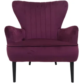 Mendler Lounge-Sessel HWC-K37, Cocktailsessel Polstersessel Sessel, Samt (280g/m2) ~ bordeaux