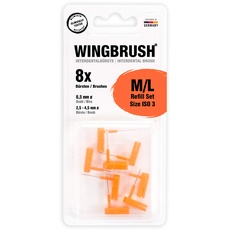 WINGBRUSH® Wingbrush Interdentalbürste Refill-Set 8 M/L (ISO 3) x Wechselbürsten + Reiseetui | Bekannt aus "Die Höhle der Löwen"