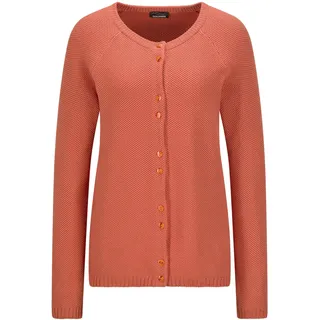 Strickjacke GOLDNER "Kurzgröße Cardigan aus Baumwolle, Rundhals", Damen, Gr. 22, orange (terrakotta), Obermaterial: 100% Baumwolle CO., Modisch, Strickjacken Strickjacke, Piqué-Optik