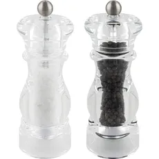Grunwerg SP-6620AC gmill 2er Set Einstellbare Salz und Pfeffermühlen aus Acryl und Keramik – 17cm hoch, durchsichtig