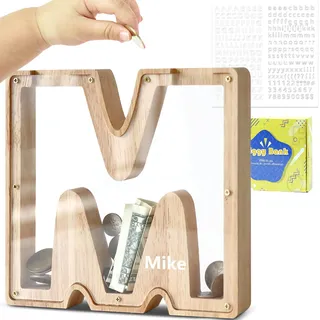 DBPBToU Spardose Kinder Holz Buchstaben Spardose (M)