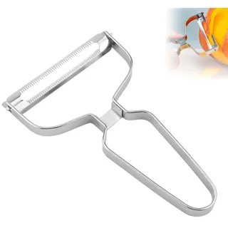 Biglumin Schäler – Extra breiter Schäler – 14 x 9,3 x 1 cm – Gemüseschäler, Obstschäler, Kartoffelschälmaschine, rutschfester Griff – Edelstahlschäler – Silber