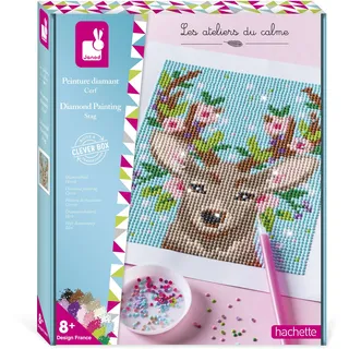 Janod - Diamantmalerei Hirsch - Les Ateliers du Calme - Kreatives Hobby Kinder - Feinmotorik und Konzentration - Ab 8 Jahre, J07948