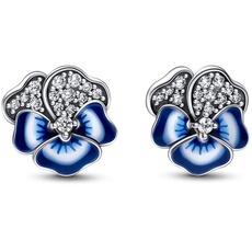 Bild Blaue Stiefmütterchen Ohrringe aus Sterling-Silber mit Cubic Zirkonia in der Farbe Blau, PANDORA Moments 290781C01