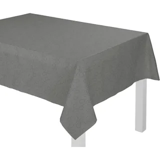 Wirth Tischdecke "Westport" Made in Germany, Jacquard Dekostoff, Blatt-Design, Pflegeleicht, dunkelgrau
