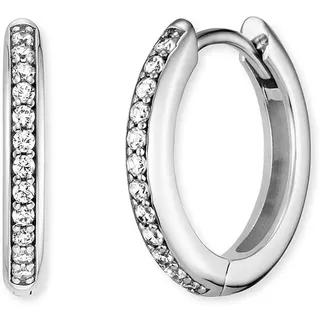 Engelsrufer filigrane Keep it so simple Damen Creole Lola aus Sterling Silber - besetzt mit 24 weißen Zirkonia Steinen - Clipverschluss - nickelfrei - Größe: 16mm