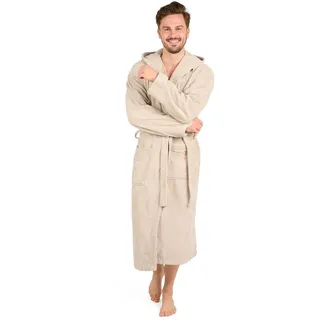 Blumtal Badenmantel Herren M - kuschelig weicher Bademantel aus 100% Baumwolle mit gefütterter Kapuze, Taupe , Textil , onesize , Heimtextilien, Badtextilien, Bademäntel