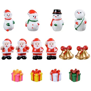 Weihnachten Miniatur Ornamente, 14 Stück Mini Weihnachtsmann Schneemann Deko Figuren, Harz Weihnachtsfiguren Deko Mini Figuren Klein Figuren DIY Zubehör Weihnachtsschmuck zum Basteln (mix-c)