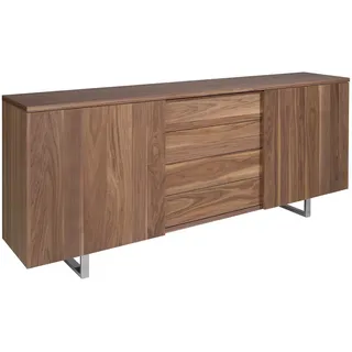 Angel Cerda Sideboard Sideboard Nussbaum und verchromter Stahl 210/42/90 cm , Walnussfarben , Holz, Metall , 210x90x42 cm , Kleinmöbel, Kommoden, Sideboards