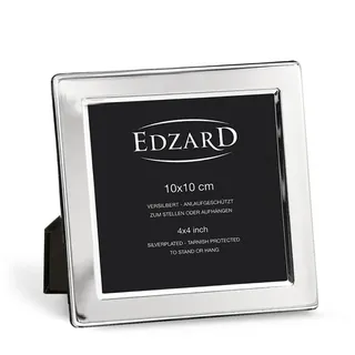 EDZARD Bilderrahmen Salerno (für Foto 10 x 10 cm), quadratisch, edel versilbert, anlaufgeschützt, Samtrücken, Aufhänger, zum Stellen und Hängen – Fotorahmen 10x10, Silberrahmen, Geschenk Hochzeit