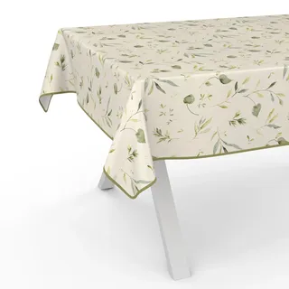 ANRO Wachstuchtischdecke abwaschbar 240 x 140 cm Beige/Weiß
