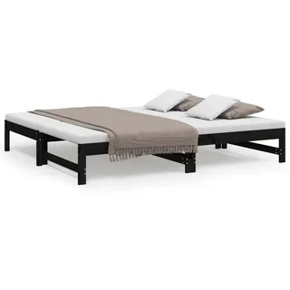 vidaXL Tagesbett Ausziehbar Schwarz 2x(90x190) cm Massivholz Kiefer - Schwarz