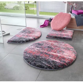 Badematte GRUND Gr. 3, grau (grau, rosé), halbrund (50cm x 80cm ), 1 Stk., Badematten, Badematte