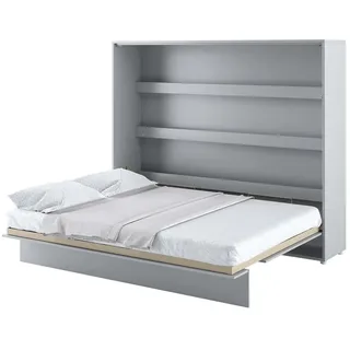 Furniture24 Schrankbett Bed Concept, Wandklappbett mit Lattenrost, V-Bett, Wandbett Bettschrank Schrank mit integriertem Klappbett Funktionsbett BC-14, 160 x 200 cm, Grau/Grau, Horizontal - Grau