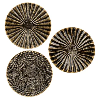 3er-Set Boho Gold Wandskulpturen Runde Wanddekoration Metall Wandschmuck Dekorationen 3D Metallbilder Modernes Kunstwerk für Haus Wohnzimmer Esszimmer Schlafzimmer Küche Korridor(30cm*30cm), Typ-7