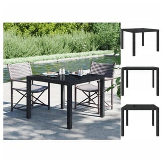 vidaXL Gartentisch 90x90x75 cm Gehärtetes Glas Poly Rattan Schwarz