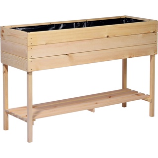 Dobar Hochbeet mit Ablagefläche Pflanzkasten inkl. Pflanzfolie 117 x 40 x 78 cm FSC®