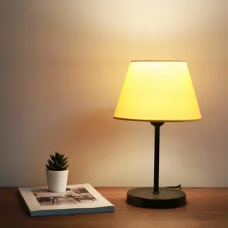 Opviq, Hochwertige Tischlampe aus 100% Metall, Senfgelb, 36 cm hoch | Stoffschirm (22 x 14 cm) | 150 cm Kabel | E27 Fassung, max. 40 W | Stilvolles Design für jedes Zuhause. - Gelb