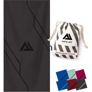 ALP & ACT Mikrofaser Handtuch für Fitness & Sport - 100% Recycelt - EXTRA KOMPAKT & saugfähig - Sporthandtuch für Gym, Yoga, als Saunahandtuch - Microfaser Handtücher & Fitnesshandtuch - grau, 180x90
