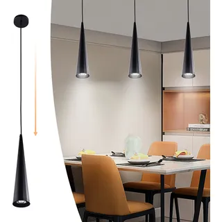 Mini Schwarz Pendelleuchte Einstellbare Moderne Led Pendelleuchte für Kücheninsel Esszimmer Schlafzimmer Bar Küche Esstisch Hängelampen 7W, Warmweiß - Schwarz