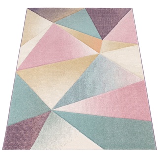 Paco Home Teppich Kurzflor, Modern Trendig Pastell geometrisches Design Inspiration Multi, Grösse:120x170 cm